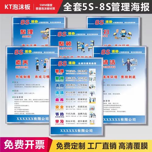 5S/6S/7S/8S质量管理制度牌 工厂车间安全生产与企业文化宣传全攻略